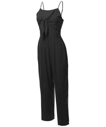 Women's Sexy Tube Top Self Tie Knot Front Romper Jumpsuit
