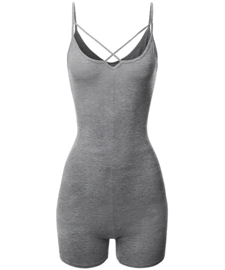 Women's Front Cross Strap Cami Jersey Cotton Spandex Bodysuit