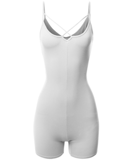 Women's Front Cross Strap Cami Jersey Cotton Spandex Bodysuit