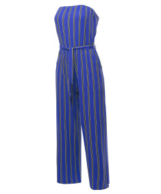 Women's Casual Stripes Ankle Length Tube Top Jumpsuit