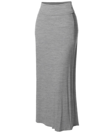 Women's Stylish Fold Over Flare Long Maxi Skirt - Made In USA