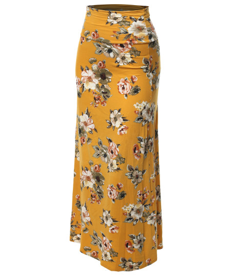 Women's Stylish Fold Over Flare Long Maxi Skirt - Made In USA