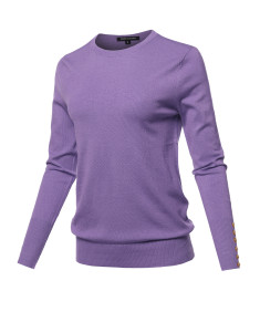 Women's Casual Premium quality With Gold Button Stretchy Crew neck Sweater