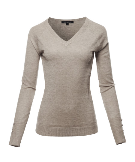 Women's Casual Premium quality With Gold Button V-neck Viscose Sweater Top