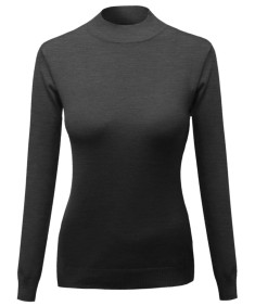 Women's Silky Mock Turtle Neck Long Sleeve Knit Top Sweater