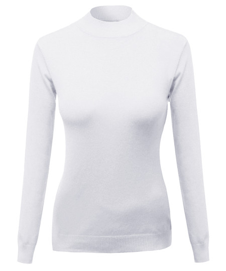 Women's Silky Mock Turtle Neck Long Sleeve Knit Top Sweater