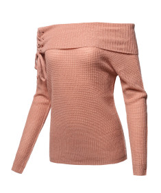 Women's Casual Off Shoulder Long Sleeve Pullover Sweater Knit Tops