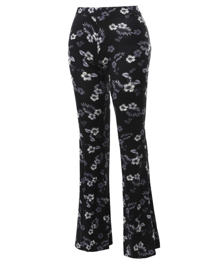 Women's High Waist Boho Print Bell Bottom Palazzo Pants