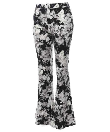 Women's High Waist Boho Print Bell Bottom Palazzo Pants