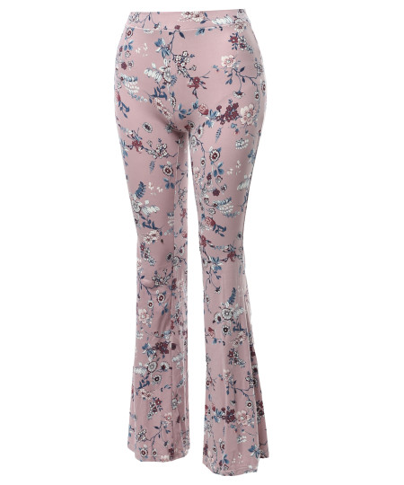 Women's High Waist Boho Print Bell Bottom Palazzo Pants