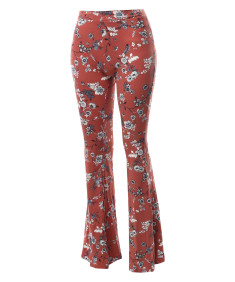 Women's High Waist Boho Print Bell Bottom Palazzo Pants