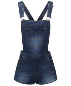 Women's Casual Denim Single Chest Pocket Adjustable Straps Sexy Cute Short Overalls