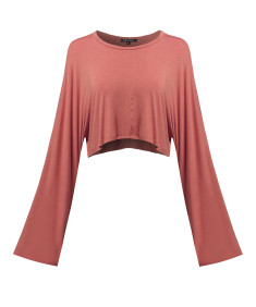 Women's Trendy Solid Kimono Long Sleeve Crop Top