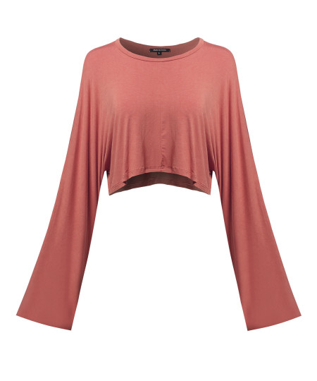 Women's Trendy Solid Kimono Long Sleeve Crop Top