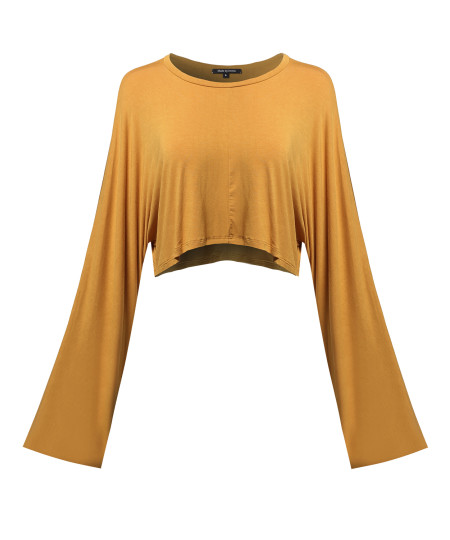 Women's Trendy Solid Kimono Long Sleeve Crop Top