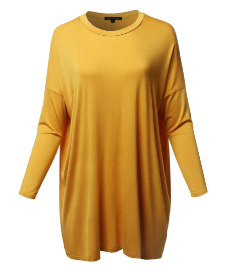 Women's Casual Loose Fit Dolman Sleeve Tunic Dress Top