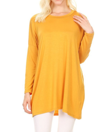 Women's Casual Loose Fit Dolman Sleeve Tunic Dress Top