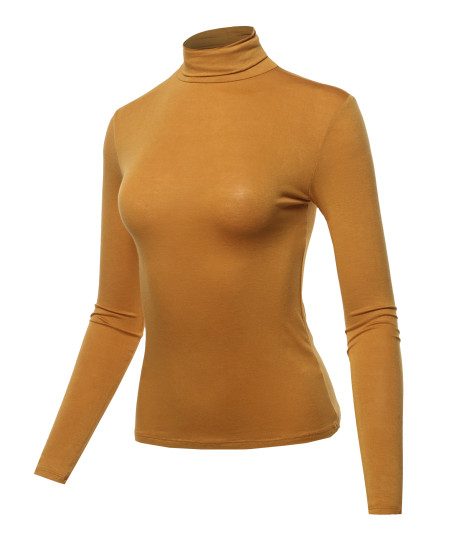 Women's LONG SLEEVE TURTLE NECK TOP RAYON JERSEY SPANDEX TOP