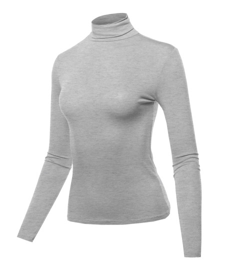 Women's LONG SLEEVE TURTLE NECK TOP RAYON JERSEY SPANDEX TOP