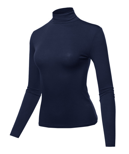 Women's LONG SLEEVE TURTLE NECK TOP RAYON JERSEY SPANDEX TOP