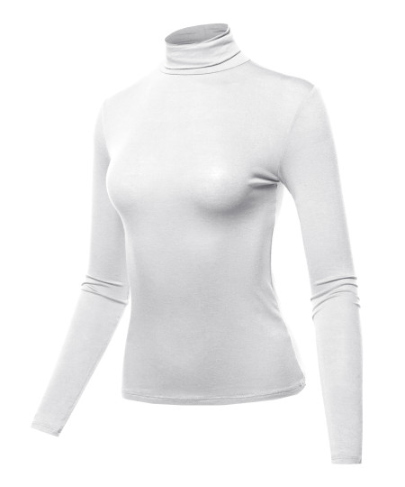 Women's LONG SLEEVE TURTLE NECK TOP RAYON JERSEY SPANDEX TOP