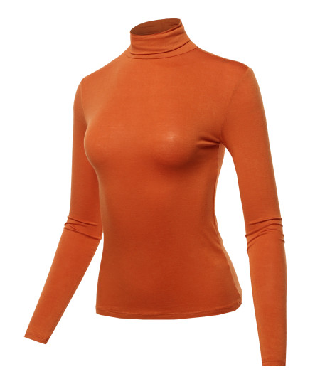Women's LONG SLEEVE TURTLE NECK TOP RAYON JERSEY SPANDEX TOP