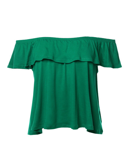 Women's Casual Solid Off-Shoulder Ruffle Top