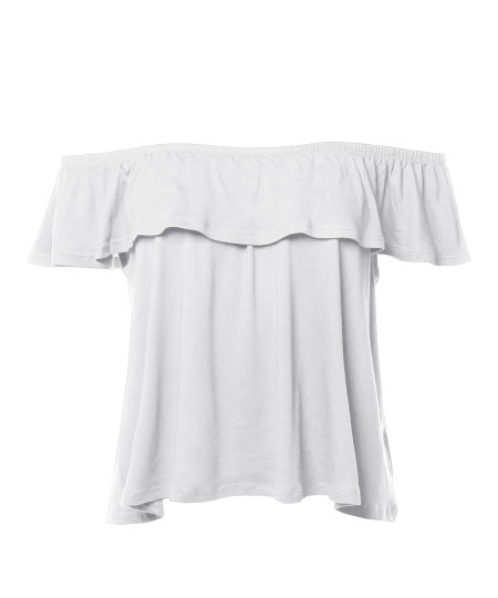 Women's Casual Solid Off-Shoulder Ruffle Top