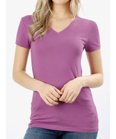 Women's Basic Cotton V-Neck Short Sleeve Top