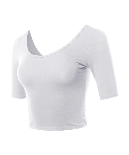 Women's Casual Soft Stretch Solid Short sleeve Scoop Neck Top
