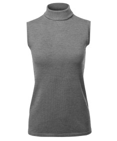 Women's Soft Sleeveless Turtleneck Sweater Top