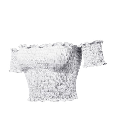 Women's Sexy Off Shoulder Shirring Smocking Crop Top