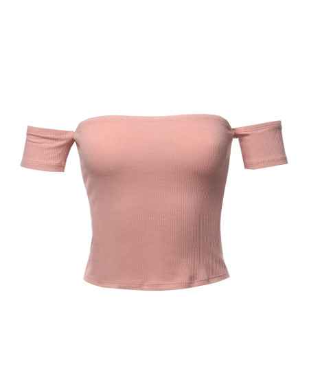 Women's Sexy Off Shoulder Ribbed Crop Top