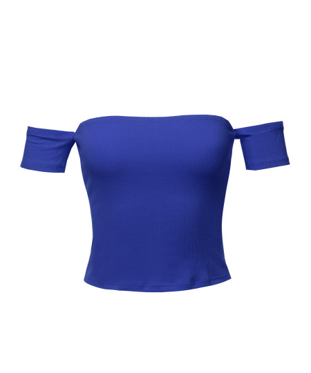 Women's Sexy Off Shoulder Ribbed Crop Top