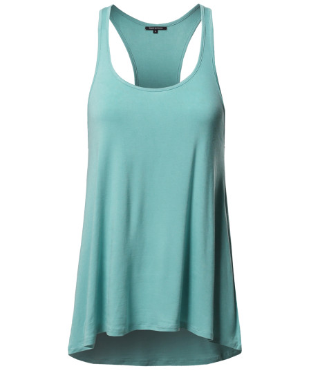 Women's Basic Solid Relaxed Fit Racer-back Tank Top