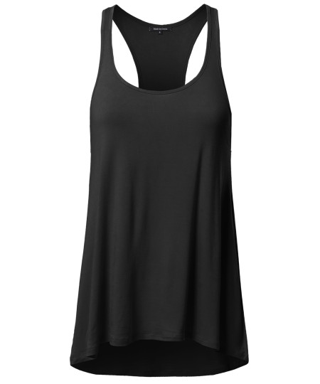 Women's Basic Solid Relaxed Fit Racer-back Tank Top