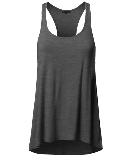 Women's Basic Solid Relaxed Fit Racer-back Tank Top