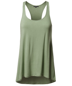 Women's Basic Solid Relaxed Fit Racer-back Tank Top