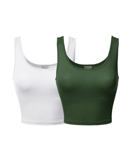 Women's Junior Sized Basic Solid Sleeveless Crop Tank Top