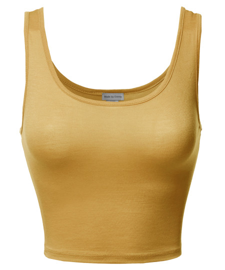 Women's Junior Sized Basic Solid Sleeveless Crop Tank Top