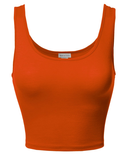 Women's Junior Sized Basic Solid Sleeveless Crop Tank Top