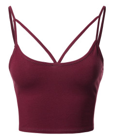 Women's Caged Cropped Cami Bra Top with Adjustable Straps