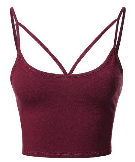 Women's Caged Cropped Cami Bra Top with Adjustable Straps
