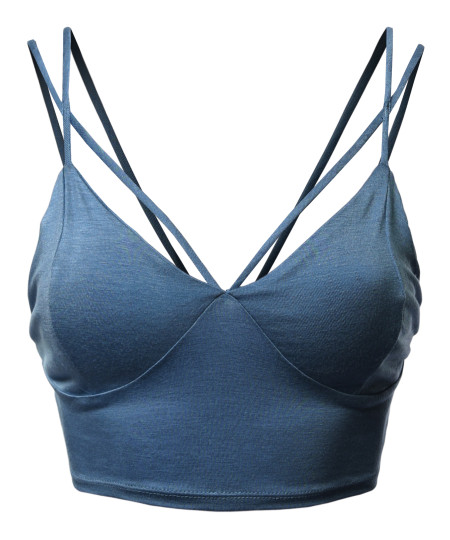 Women's Front Strap Bustier Detail Rayon Spandex Crop Top