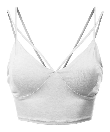 Women's Front Strap Bustier Detail Rayon Spandex Crop Top