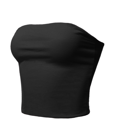 Women's Causal Summer Cute Sexy Double Layering Strapless Tube Crop Top