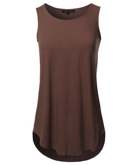 Women's Solid Sleeveless Round Neck Round Hem Tank Top