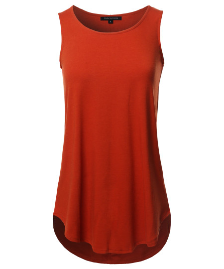 Women's Solid Sleeveless Round Neck Round Hem Tank Top