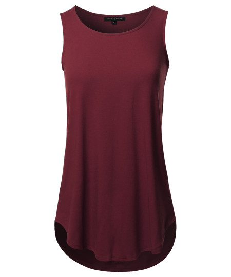 Women's Solid Sleeveless Round Neck Round Hem Tank Top