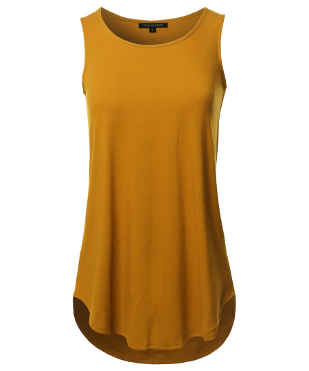 Women's Solid Sleeveless Round Neck Round Hem Tank Top